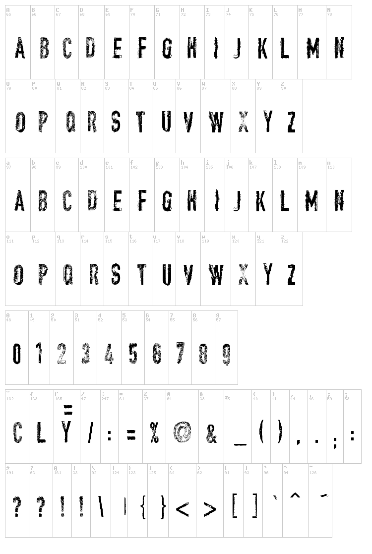 Vtks Encount(e)r font map